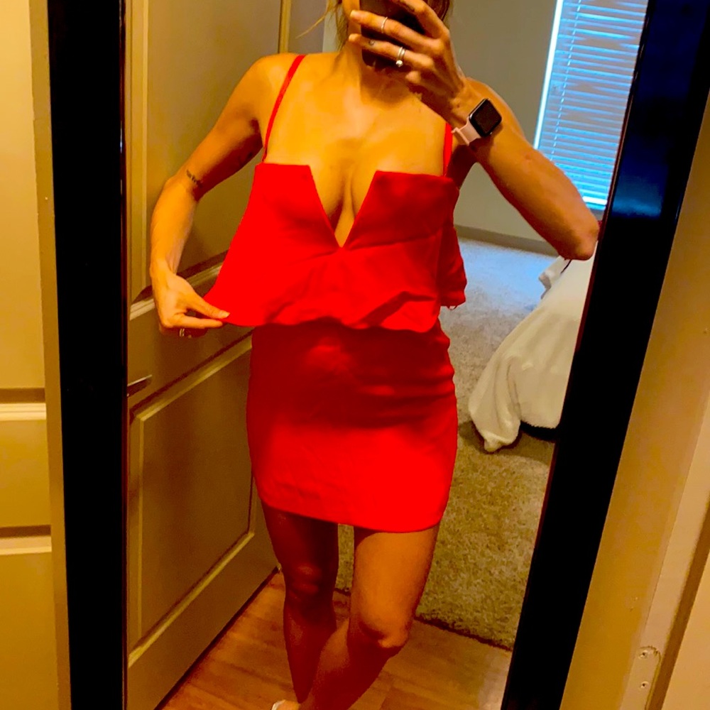BCBGMaxAzria red berry dress Size 2 Fitted. Zipper